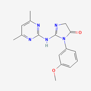 molecular formula C16H17N5O2 B5537442 2-[(4,6-dimethylpyrimidin-2-yl)amino]-3-(3-methoxyphenyl)-3,5-dihydro-4H-imidazol-4-one 