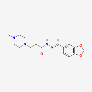 molecular formula C16H22N4O3 B5537486 N-[(E)-1,3-benzodioxol-5-ylmethylideneamino]-3-(4-methylpiperazin-1-yl)propanamide 