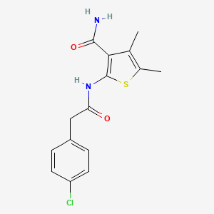 molecular formula C15H15ClN2O2S B5537493 2-{[2-(4-CHLOROPHENYL)ACETYL]AMINO}-4,5-DIMETHYL-3-THIOPHENECARBOXAMIDE 