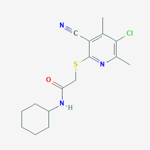 molecular formula C16H20ClN3OS B5537498 2-[(5-chloro-3-cyano-4,6-dimethylpyridin-2-yl)sulfanyl]-N-cyclohexylacetamide 