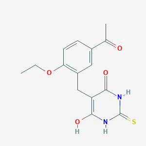 molecular formula C15H16N2O4S B5537826 5-[(5-acetyl-2-ethoxyphenyl)methyl]-6-hydroxy-2-sulfanylidene-1H-pyrimidin-4-one 