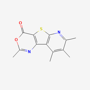 molecular formula C13H12N2O2S B5537851 4,11,12,13-tetramethyl-5-oxa-8-thia-3,10-diazatricyclo[7.4.0.02,7]trideca-1(9),2(7),3,10,12-pentaen-6-one 