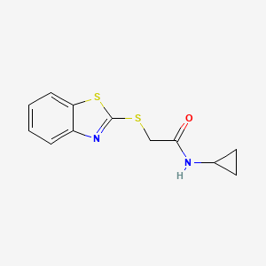 molecular formula C12H12N2OS2 B5537884 2-(1,3-benzothiazol-2-ylsulfanyl)-N-cyclopropylacetamide 
