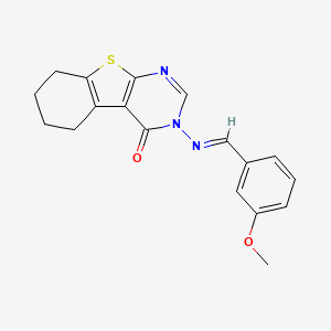 molecular formula C18H17N3O2S B5537993 3-{[(E)-1-(3-METHOXYPHENYL)METHYLIDENE]AMINO}-5,6,7,8-TETRAHYDRO[1]BENZOTHIENO[2,3-D]PYRIMIDIN-4(3H)-ONE 