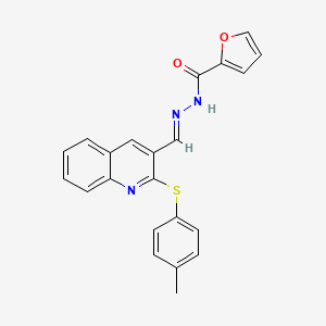 molecular formula C22H17N3O2S B5538043 N-[(E)-[2-(4-methylphenyl)sulfanylquinolin-3-yl]methylideneamino]furan-2-carboxamide 
