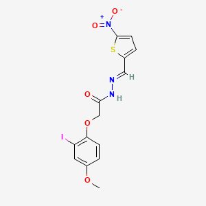 molecular formula C14H12IN3O5S B5538105 2-(2-iodo-4-methoxyphenoxy)-N-[(E)-(5-nitrothiophen-2-yl)methylideneamino]acetamide 