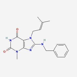 molecular formula C18H21N5O2 B5538109 8-(benzylamino)-3-methyl-7-(3-methylbut-2-en-1-yl)-2,3,6,7-tetrahydro-1H-purine-2,6-dione 