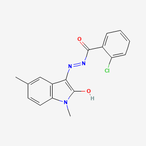 molecular formula C17H14ClN3O2 B5538141 2-CHLORO-N'-[(3Z)-1,5-DIMETHYL-2-OXO-2,3-DIHYDRO-1H-INDOL-3-YLIDENE]BENZOHYDRAZIDE 