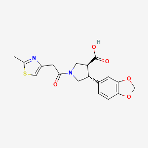 molecular formula C18H18N2O5S B5538313 (3S,4R)-4-(1,3-benzodioxol-5-yl)-1-[2-(2-methyl-1,3-thiazol-4-yl)acetyl]pyrrolidine-3-carboxylic acid 
