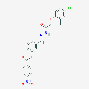 molecular formula C23H18ClN3O6 B5538369 3-[(E)-{2-[(4-chloro-2-methylphenoxy)acetyl]hydrazinylidene}methyl]phenyl 4-nitrobenzoate 