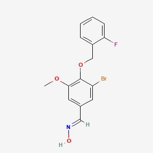 molecular formula C15H13BrFNO3 B5538476 (NE)-N-[[3-bromo-4-[(2-fluorophenyl)methoxy]-5-methoxyphenyl]methylidene]hydroxylamine 