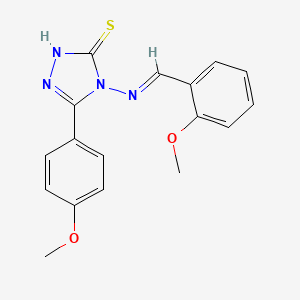 molecular formula C17H16N4O2S B5538498 5-(4-methoxyphenyl)-4-{[(E)-(2-methoxyphenyl)methylidene]amino}-4H-1,2,4-triazole-3-thiol 
