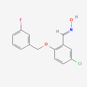 molecular formula C14H11ClFNO2 B5538519 (NE)-N-[[5-chloro-2-[(3-fluorophenyl)methoxy]phenyl]methylidene]hydroxylamine 