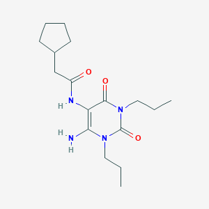 molecular formula C17H28N4O3 B055386 N-(4-amino-2,6-dioxo-1,3-dipropylpyrimidin-5-yl)-2-cyclopentylacetamide CAS No. 112683-81-5