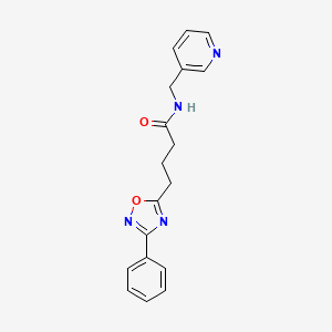 molecular formula C18H18N4O2 B5538682 4-(3-PHENYL-1,2,4-OXADIAZOL-5-YL)-N-[(PYRIDIN-3-YL)METHYL]BUTANAMIDE 