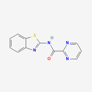 molecular formula C12H8N4OS B5538940 Benzothiazolyl pyrimidine carboxamide 