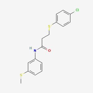 molecular formula C16H16ClNOS2 B5539121 3-(4-chlorophenyl)sulfanyl-N-(3-methylsulfanylphenyl)propanamide 