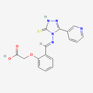 molecular formula C16H13N5O3S B5539182 [2-((E)-{[3-(3-pyridinyl)-5-sulfanyl-4H-1,2,4-triazol-4-yl]imino}methyl)phenoxy]acetic acid 