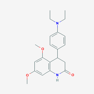 molecular formula C21H26N2O3 B5539248 4-[4-(DIETHYLAMINO)PHENYL]-5,7-DIMETHOXY-1,2,3,4-TETRAHYDROQUINOLIN-2-ONE 