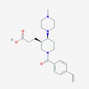 molecular formula C22H31N3O3 B5539809 3-[(3R,4S)-1-(4-ethenylbenzoyl)-4-(4-methylpiperazin-1-yl)piperidin-3-yl]propanoic acid 