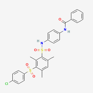 molecular formula C28H25ClN2O5S2 B5539817 N-[4-[[3-(4-chlorophenyl)sulfonyl-2,4,6-trimethylphenyl]sulfonylamino]phenyl]benzamide 