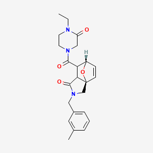 molecular formula C23H27N3O4 B5539909 (1R,7S)-6-(4-ethyl-3-oxopiperazine-1-carbonyl)-3-[(3-methylphenyl)methyl]-10-oxa-3-azatricyclo[5.2.1.01,5]dec-8-en-4-one 