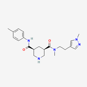 molecular formula C21H29N5O2 B5539958 (3S,5R)-5-N-methyl-3-N-(4-methylphenyl)-5-N-[2-(1-methylpyrazol-4-yl)ethyl]piperidine-3,5-dicarboxamide 