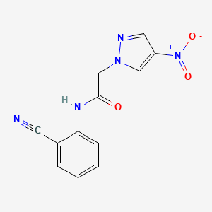 molecular formula C12H9N5O3 B5540281 N-(2-cyanophenyl)-2-(4-nitropyrazol-1-yl)acetamide 