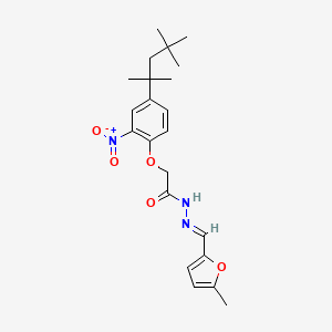molecular formula C22H29N3O5 B5540303 N-[(E)-(5-methylfuran-2-yl)methylideneamino]-2-[2-nitro-4-(2,4,4-trimethylpentan-2-yl)phenoxy]acetamide 