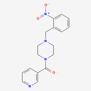 molecular formula C17H18N4O3 B5540389 1-[(2-NITROPHENYL)METHYL]-4-(PYRIDINE-3-CARBONYL)PIPERAZINE 