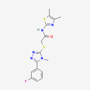 molecular formula C16H16FN5OS2 B5540461 N-(4,5-dimethyl-1,3-thiazol-2-yl)-2-{[5-(3-fluorophenyl)-4-methyl-4H-1,2,4-triazol-3-yl]sulfanyl}acetamide 