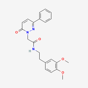 molecular formula C22H23N3O4 B5540563 N-[2-(3,4-dimethoxyphenyl)ethyl]-2-(6-oxo-3-phenylpyridazin-1(6H)-yl)acetamide 