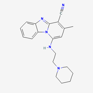 molecular formula C20H23N5 B5540598 3-ME-1-((2-(1-PIPERIDINYL)ETHYL)AMINO)PYRIDO(1,2-A)BENZIMIDAZOLE-4-CARBONITRILE 