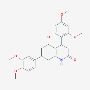 molecular formula C25H27NO6 B5540625 4-(2,4-DIMETHOXYPHENYL)-7-(3,4-DIMETHOXYPHENYL)-1,2,3,4,5,6,7,8-OCTAHYDROQUINOLINE-2,5-DIONE 