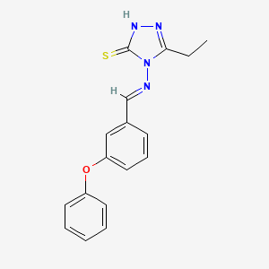 molecular formula C17H16N4OS B5540685 3-ethyl-4-[(E)-(3-phenoxyphenyl)methylideneamino]-1H-1,2,4-triazole-5-thione 