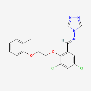 molecular formula C18H16Cl2N4O2 B5540783 (E)-1-[3,5-dichloro-2-[2-(2-methylphenoxy)ethoxy]phenyl]-N-(1,2,4-triazol-4-yl)methanimine 