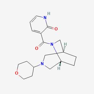 molecular formula C18H25N3O3 B5540910 3-[(1S,5R)-3-(oxan-4-yl)-3,6-diazabicyclo[3.2.2]nonane-6-carbonyl]-1H-pyridin-2-one 