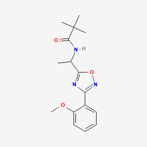 molecular formula C16H21N3O3 B5540958 N-{1-[3-(2-methoxyphenyl)-1,2,4-oxadiazol-5-yl]ethyl}-2,2-dimethylpropanamide 