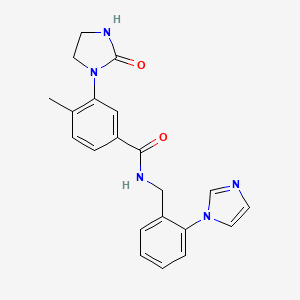 molecular formula C21H21N5O2 B5541140 N-[2-(1H-imidazol-1-yl)benzyl]-4-methyl-3-(2-oxo-1-imidazolidinyl)benzamide 