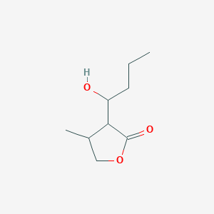 molecular formula C9H16O4 B055412 3-(1-Hydroxybutyl)-4-methyloxolan-2-one CAS No. 124753-55-5