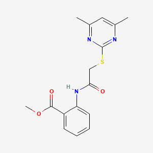 molecular formula C16H17N3O3S B5541294 METHYL 2-{2-[(4,6-DIMETHYLPYRIMIDIN-2-YL)SULFANYL]ACETAMIDO}BENZOATE 