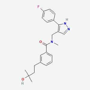 molecular formula C23H26FN3O2 B5541352 N-[[5-(4-fluorophenyl)-1H-pyrazol-4-yl]methyl]-3-(3-hydroxy-3-methylbutyl)-N-methylbenzamide 