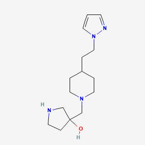 molecular formula C15H26N4O B5541384 3-({4-[2-(1H-pyrazol-1-yl)ethyl]-1-piperidinyl}methyl)-3-pyrrolidinol dihydrochloride 