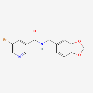 molecular formula C14H11BrN2O3 B5541395 N-[(2H-1,3-BENZODIOXOL-5-YL)METHYL]-5-BROMOPYRIDINE-3-CARBOXAMIDE 