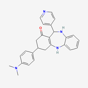 molecular formula C26H26N4O B5541411 3-[4-(DIMETHYLAMINO)PHENYL]-11-(4-PYRIDYL)-2,3,4,5,10,11-HEXAHYDRO-1H-DIBENZO[B,E][1,4]DIAZEPIN-1-ONE 