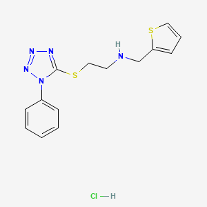molecular formula C14H16ClN5S2 B5541430 2-(1-phenyltetrazol-5-yl)sulfanyl-N-(thiophen-2-ylmethyl)ethanamine;hydrochloride 