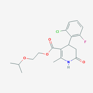 molecular formula C18H21ClFNO4 B5541455 2-(Propan-2-yloxy)ethyl 4-(2-chloro-6-fluorophenyl)-2-methyl-6-oxo-1,4,5,6-tetrahydropyridine-3-carboxylate 