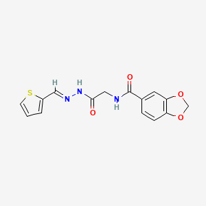 molecular formula C15H13N3O4S B5541471 N-[2-oxo-2-[(2E)-2-(thiophen-2-ylmethylidene)hydrazinyl]ethyl]-1,3-benzodioxole-5-carboxamide 