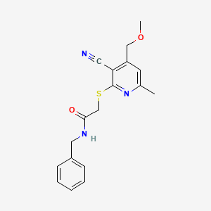 molecular formula C18H19N3O2S B5541543 N-benzyl-2-{[3-cyano-4-(methoxymethyl)-6-methylpyridin-2-yl]sulfanyl}acetamide 