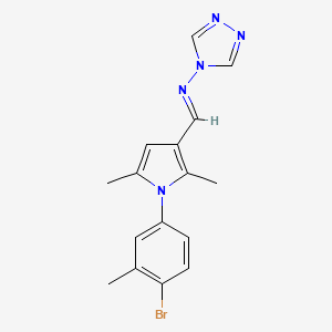 molecular formula C16H16BrN5 B5541545 N-{(E)-[1-(4-bromo-3-methylphenyl)-2,5-dimethyl-1H-pyrrol-3-yl]methylidene}-4H-1,2,4-triazol-4-amine 
